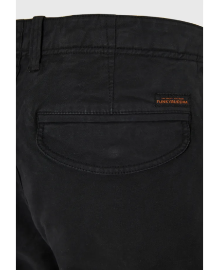 FUNKY BUDDHA Ανδρικό comfort cargo παντελόνι - The essentials FBM012-002-02 BLACK