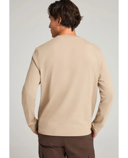 FUNKY BUDDHA Μακρυμάνικη μπλούζα με branded τύπωμα FBM012-003-07 LT CIGAR FW25/26