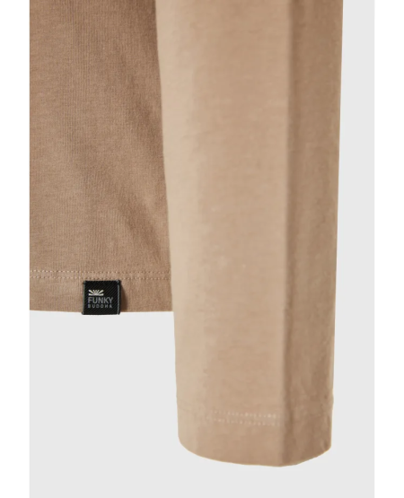 FUNKY BUDDHA Μακρυμάνικη μπλούζα με branded τύπωμα FBM012-003-07 LT CIGAR FW25/26