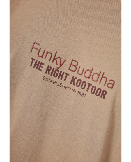 FUNKY BUDDHA Μακρυμάνικη μπλούζα με branded τύπωμα FBM012-003-07 LT CIGAR FW25/26