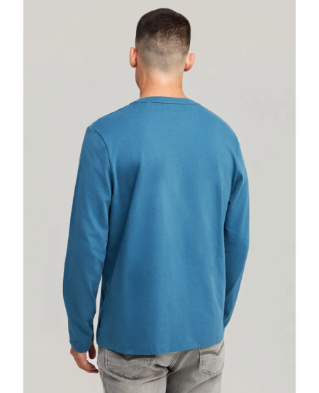 FUNKY BUDDHA Μακρυμάνικο T-shirt με Funky Buddha τύπωμα στο στήθος FBM012-004-07 INDIAN TEAL