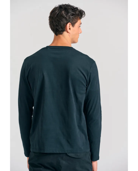 FUNKY BUDDHA Μακρυμάνικο T-shirt με Funky Buddha τύπωμα στο στήθος FBM012-004-07 BLACK