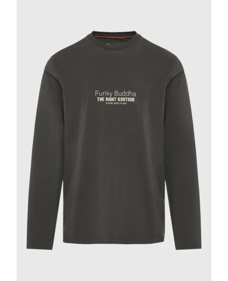 FUNKY BUDDHA Μακρυμάνικη μπλούζα με branded τύπωμα FBM012-003-07 FOREST NIGHT FW25/26