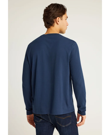 FUNKY BUDDHA Μακρυμάνικη μπλούζα με branded τύπωμα FBM012-003-07 NAVY FW25/26