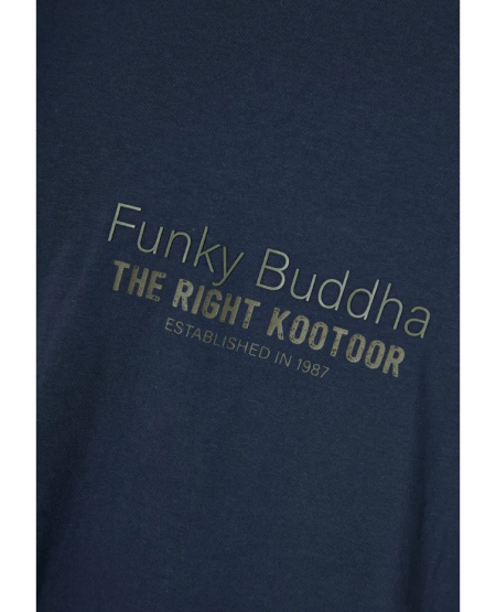 FUNKY BUDDHA Μακρυμάνικη μπλούζα με branded τύπωμα FBM012-003-07 NAVY FW25/26