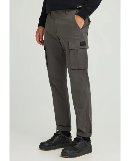 FUNKY BUDDHA Ανδρικό comfort cargo παντελόνι - The essentials FBM012-002-02 DK GREY FW25/26