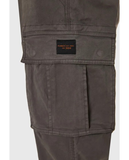 FUNKY BUDDHA Ανδρικό comfort cargo παντελόνι - The essentials FBM012-002-02 DK GREY