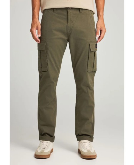 FUNKY BUDDHA Ανδρικό comfort cargo παντελόνι - The essentials FBM012-002-02 DUSTY OLIVE