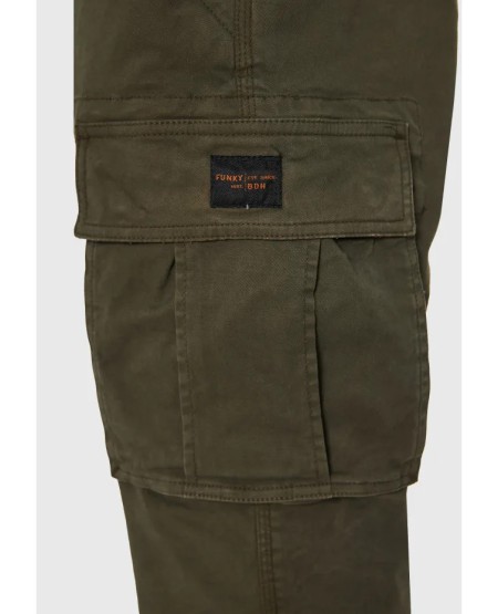 FUNKY BUDDHA Ανδρικό comfort cargo παντελόνι - The essentials FBM012-002-02 DUSTY OLIVE