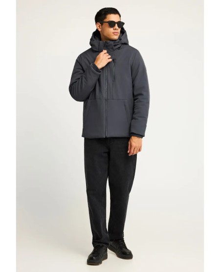 FUNKY BUDDHA Ανδρικό casual μπουφάν με κουκούλα FBM012-015-01 DK GREY