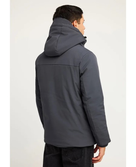 FUNKY BUDDHA Ανδρικό casual μπουφάν με κουκούλα FBM012-015-01 DK GREY