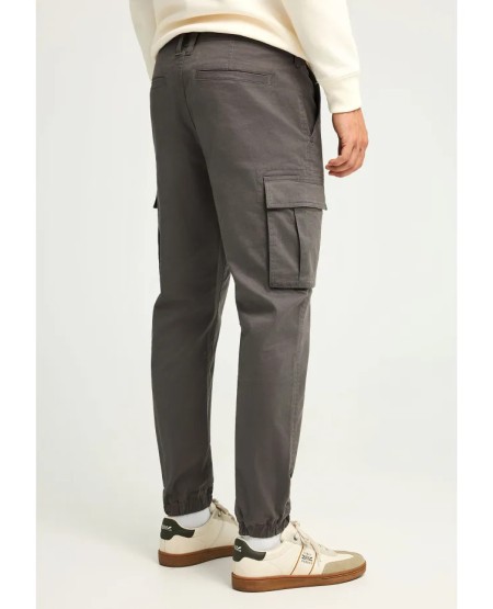 FUNKY BUDDHA Ανδρικό regular fit cargo παντελόνι με cuffed τελείωμα FBM012-030-02 DK GREY