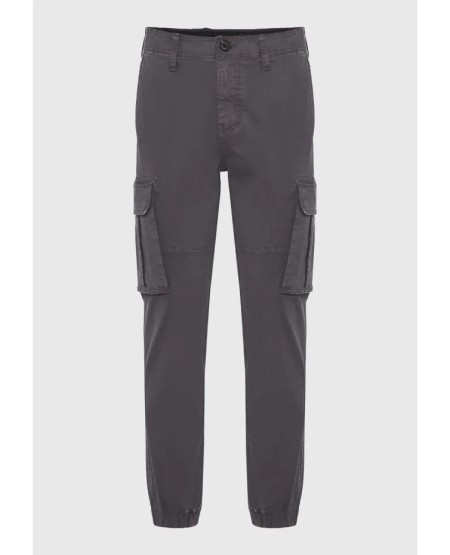FUNKY BUDDHA Ανδρικό regular fit cargo παντελόνι με cuffed τελείωμα FBM012-030-02 DK GREY