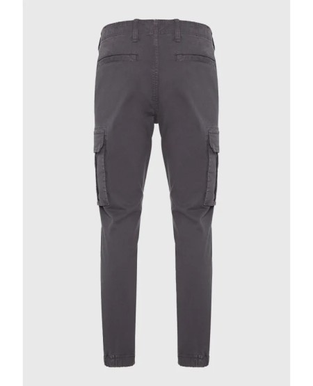 FUNKY BUDDHA Ανδρικό regular fit cargo παντελόνι με cuffed τελείωμα FBM012-030-02 DK GREY