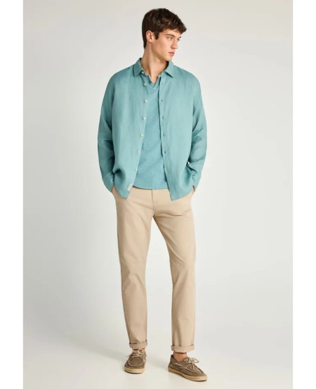 FUNKY BUDDHA Ανδρικό chino παντελόνι - The essentials FBM013-001-02 GREIGE