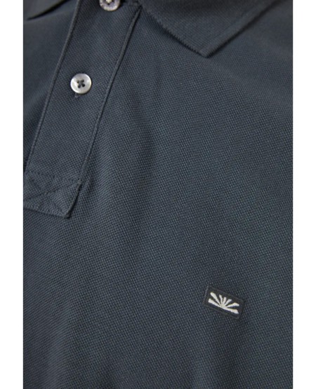 FUNKY BUDDHA Essential cotton polo shirt FBM013-001-11 DK GREY
