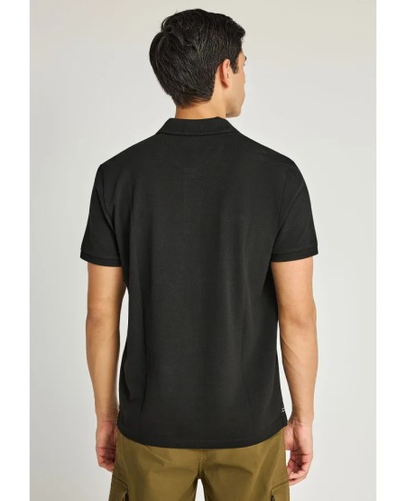 FUNKY BUDDHA Essential cotton polo shirt FBM013-001-11 BLACK