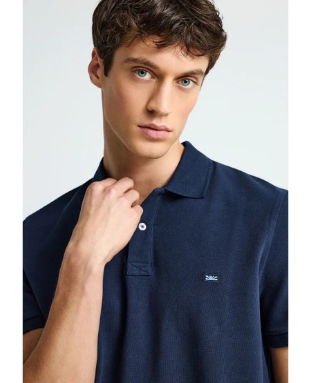 FUNKY BUDDHA Essential μπλούζα πόλο από βαμβάκι FBM013-001-11 NAVY
