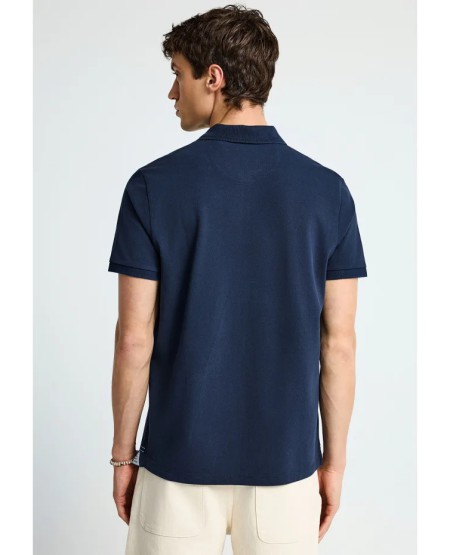 FUNKY BUDDHA Essential μπλούζα πόλο από βαμβάκι FBM013-001-11 NAVY