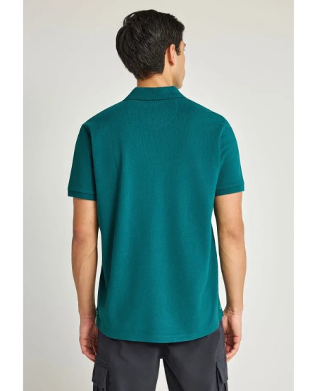 FUNKY BUDDHA Essential μπλούζα πόλο από βαμβάκι FBM013-001-11 EMERALD