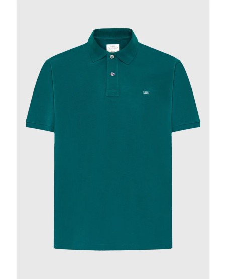 FUNKY BUDDHA Essential μπλούζα πόλο από βαμβάκι FBM013-001-11 EMERALD
