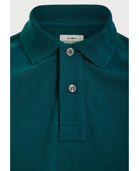 FUNKY BUDDHA Essential μπλούζα πόλο από βαμβάκι FBM013-001-11 EMERALD
