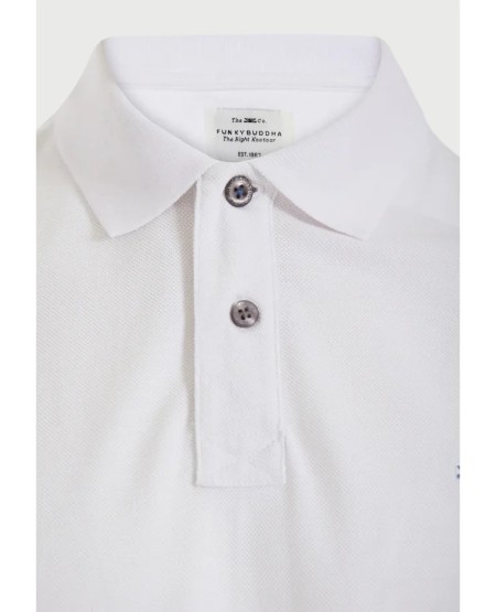 FUNKY BUDDHA Essential cotton polo shirt FBM013-001-11 WHITE