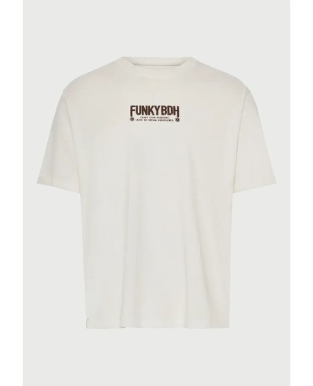FUNKY BUDDHA T-shirt with text print on the back FBM013-051-04 OFF WHITE