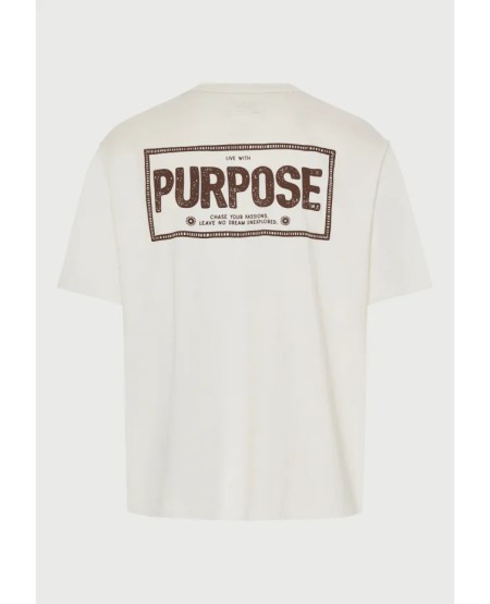 FUNKY BUDDHA T-shirt με τύπωμα στην πλάτη FBM013-051-04 OFF WHITE