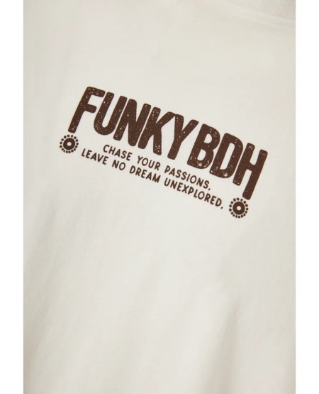 FUNKY BUDDHA T-shirt with text print on the back FBM013-051-04 OFF WHITE