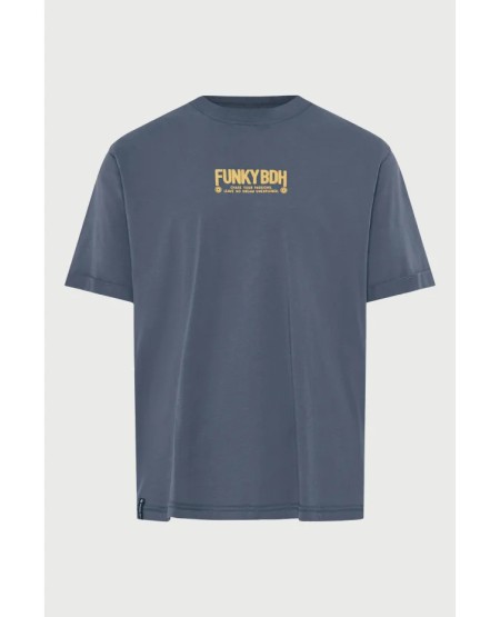 FUNKY BUDDHA T-shirt με τύπωμα στην πλάτη FBM013-051-04 DK GREY