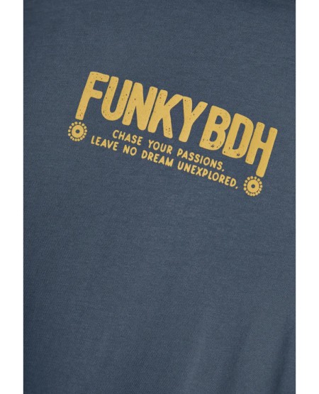 FUNKY BUDDHA T-shirt με τύπωμα στην πλάτη FBM013-051-04 DK GREY