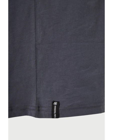 FUNKY BUDDHA T-shirt με τύπωμα στην πλάτη FBM013-051-04 DK GREY