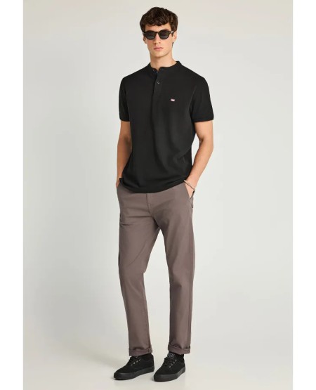 FUNKY BUDDHA Ανδρική essential μπλούζα polo FBM013-003-11 BLACK