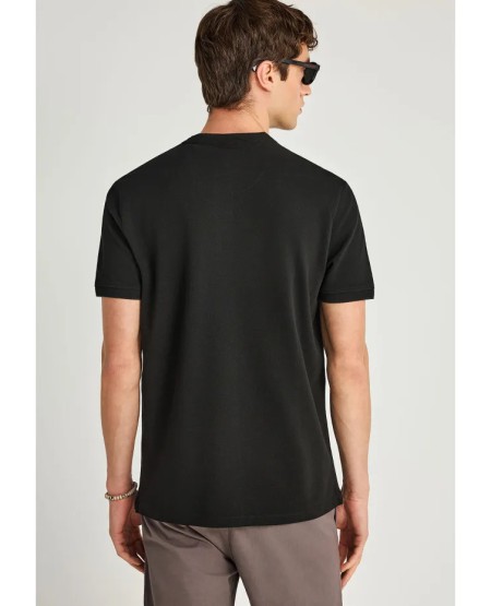 FUNKY BUDDHA Ανδρική essential μπλούζα polo FBM013-003-11 BLACK