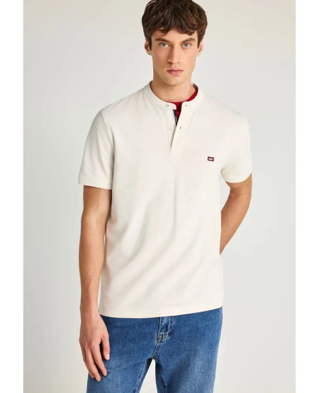FUNKY BUDDHA Ανδρική essential μπλούζα polo FBM013-003-11 OFF WHITE