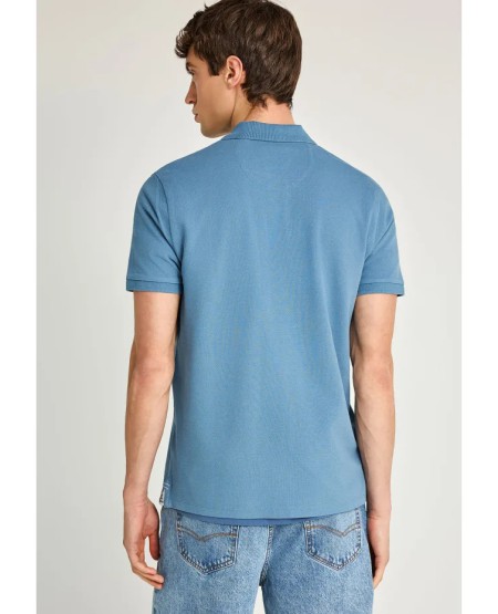 FUNKY BUDDHA Essential cotton polo shirt FBM013-001-11 HERITAGE BLUE