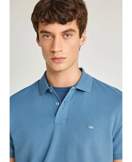 FUNKY BUDDHA Essential cotton polo shirt FBM013-001-11 HERITAGE BLUE