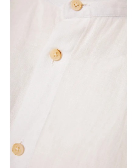 FUNKY BUDDHA Ανδρικό λινό πουκάμισο - The essentials FBM013-003-05 WHITE