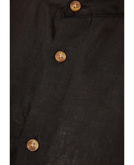 FUNKY BUDDHA Men's linen shirt - The essentials FBM013-003-05 BLACK