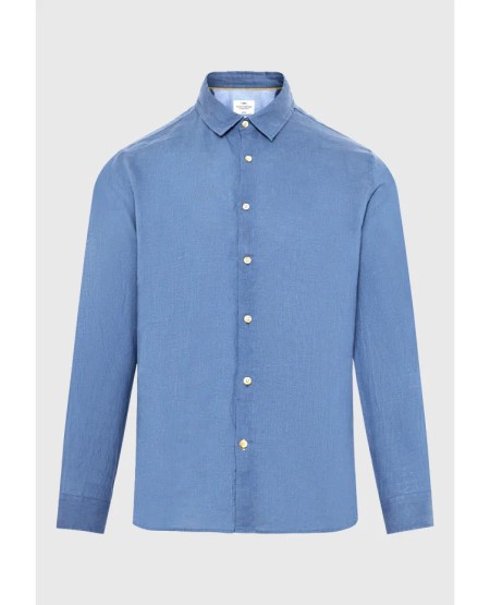 FUNKY BUDDHA Men's linen shirt - The essentials FBM013-001-05 INDIGO