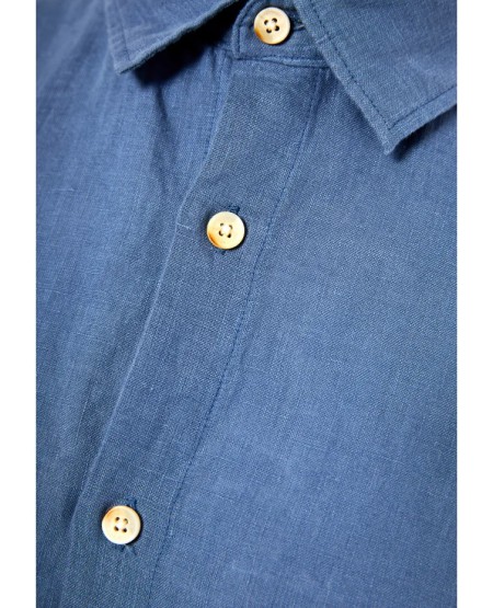 FUNKY BUDDHA Men's linen shirt - The essentials FBM013-001-05 INDIGO
