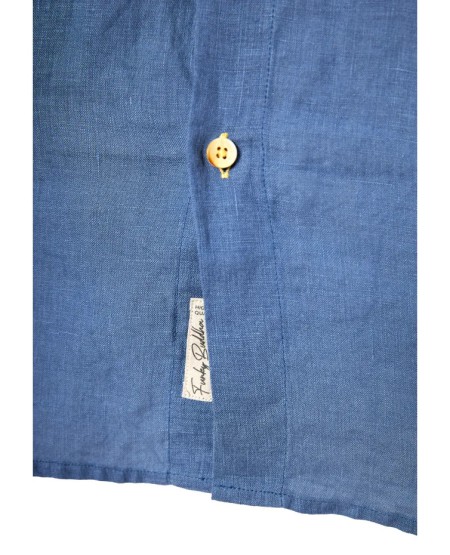 FUNKY BUDDHA Ανδρικό λινό πουκάμισο - The essentials FBM013-001-05 INDIGO