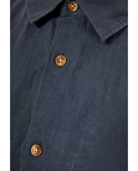 FUNKY BUDDHA Men's linen shirt - The essentials FBM013-001-05 DK GREY