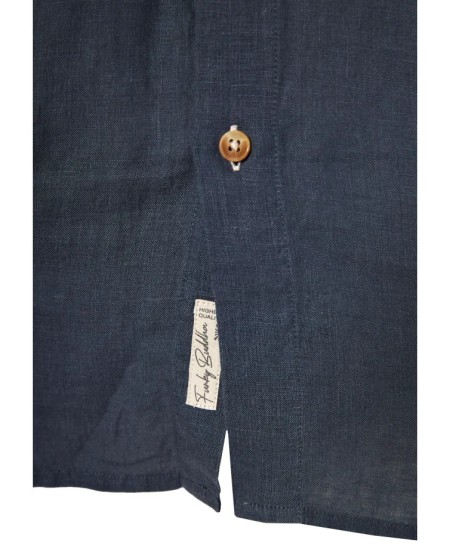 FUNKY BUDDHA Ανδρικό λινό πουκάμισο - The essentials FBM013-001-05 DK GREY
