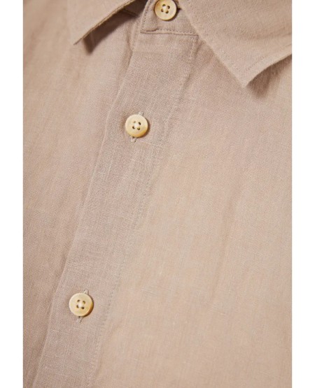 FUNKY BUDDHA Men's linen shirt - The essentials FBM013-001-05 FOG