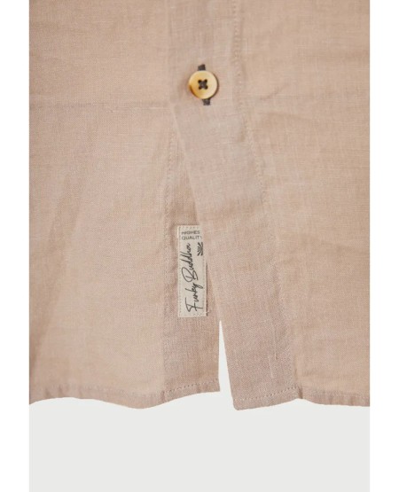 FUNKY BUDDHA Men's linen shirt - The essentials FBM013-001-05 FOG