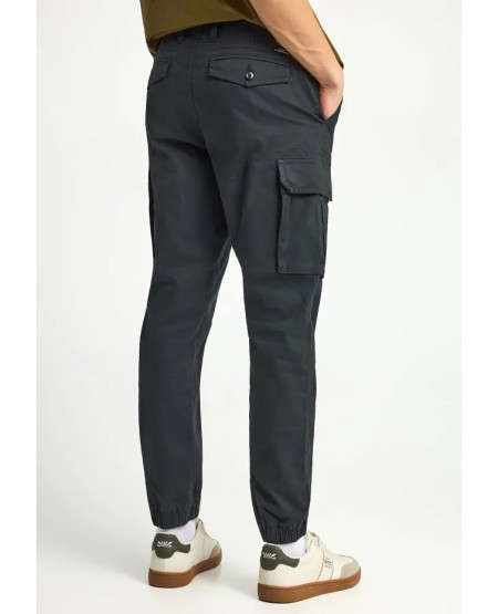 FUNKY BUDDHA Men's cargo pants with cuffed hem FBM013-030-02 BLACK