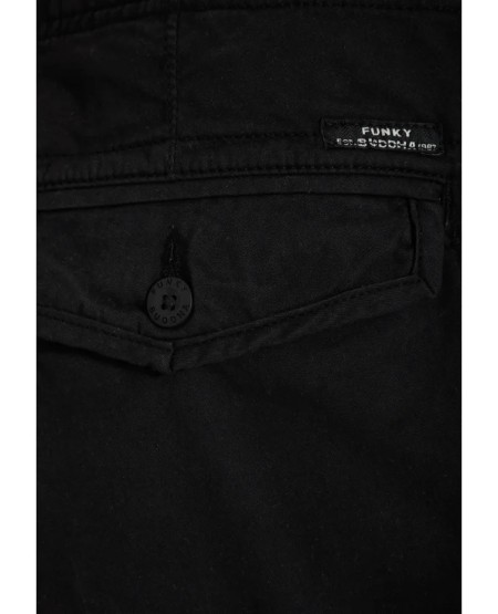FUNKY BUDDHA Ανδρικό cargo παντελόνι με cuffed τελείωμα FBM013-030-02 BLACK