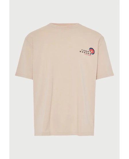 FUNKY BUDDHA  Ανδρικό relaxed t-shirt με τύπωμα στην πλάτη FBM013-087-04 FOG